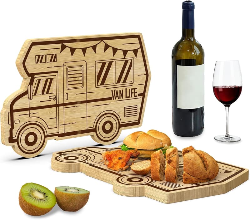 Bamboo RV Cutting Board - Happy Camper Gift for Any Occasion