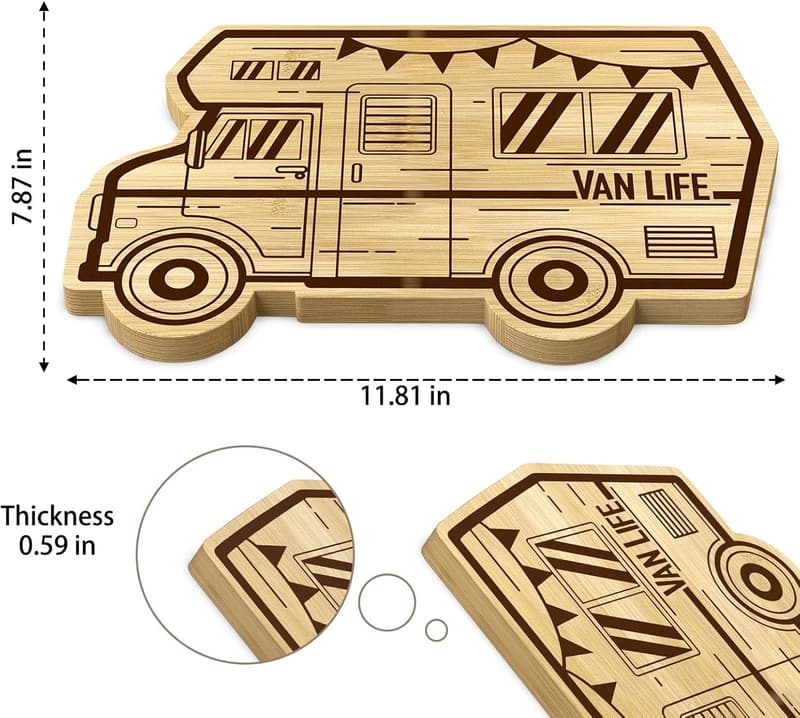 Bamboo RV Cutting Board - Happy Camper Gift for Any Occasion