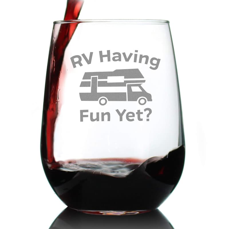 Funny RV Wine Glass - Cute Camping Gift for Couples