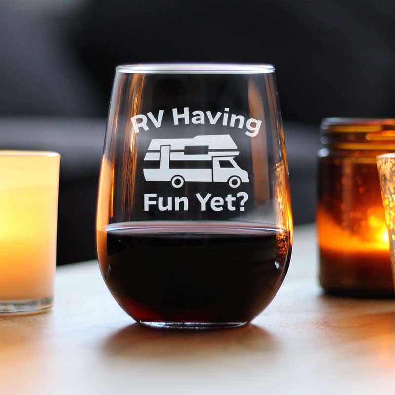 Funny RV Wine Glass - Cute Camping Gift for Couples