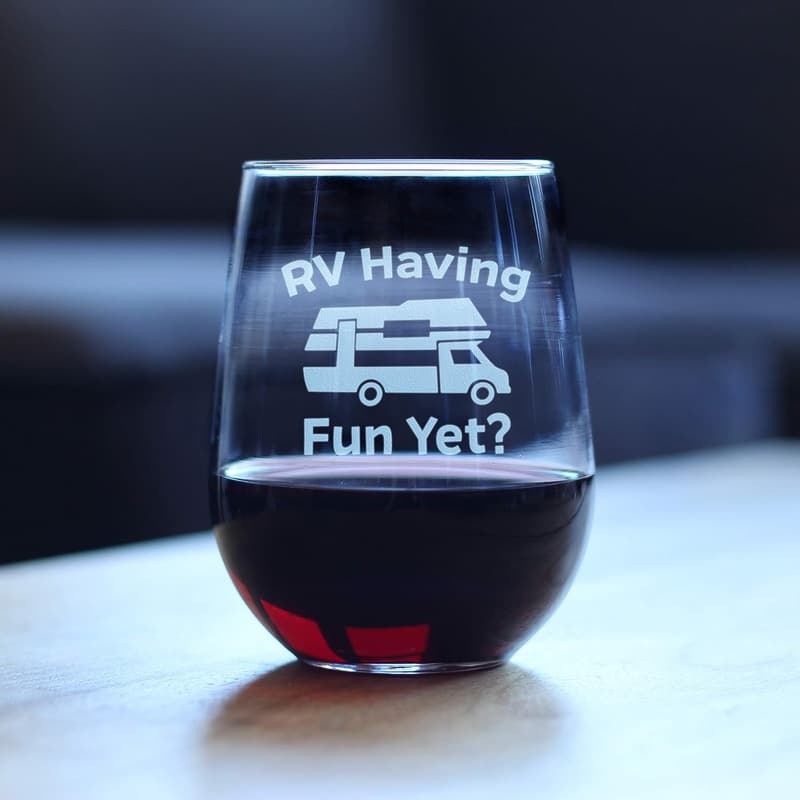 Funny RV Wine Glass - Cute Camping Gift for Couples