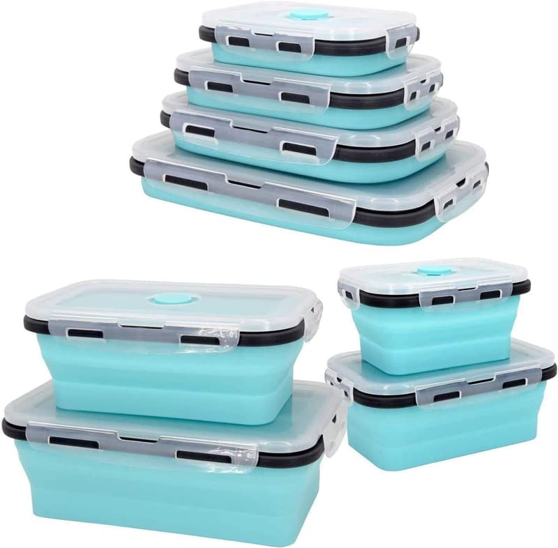 Collapsible Silicone Food Storage Containers - 4 Pack, Leakproof