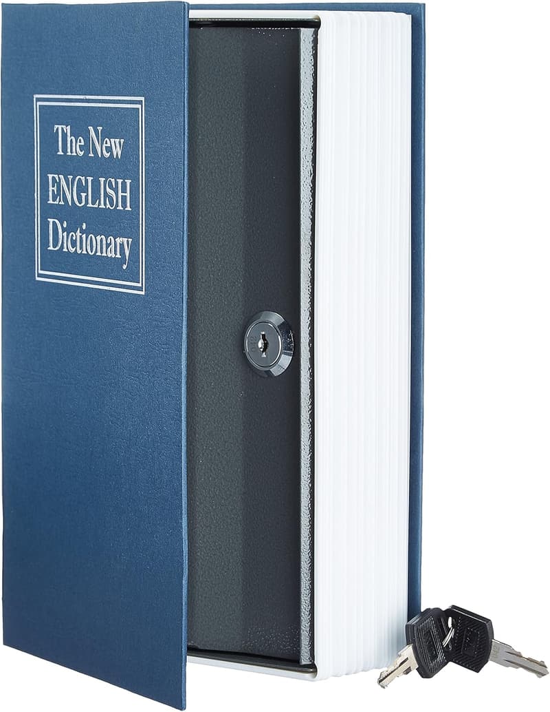 Large Blue Book Safe with Metal Lock for Hidden Savings