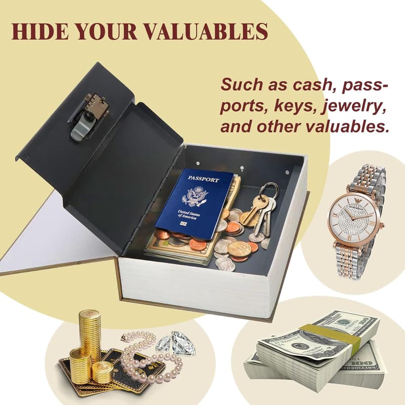 Vintage Faux Book Safe with Combination Lock for Home Office