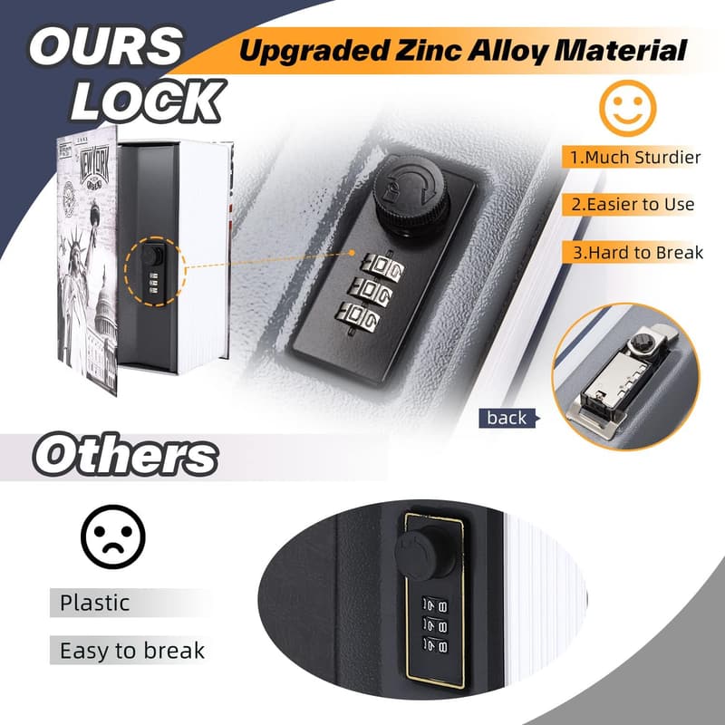 Ohuhu Extra Large Book Safe with Combination Lock for Hiding Valuables