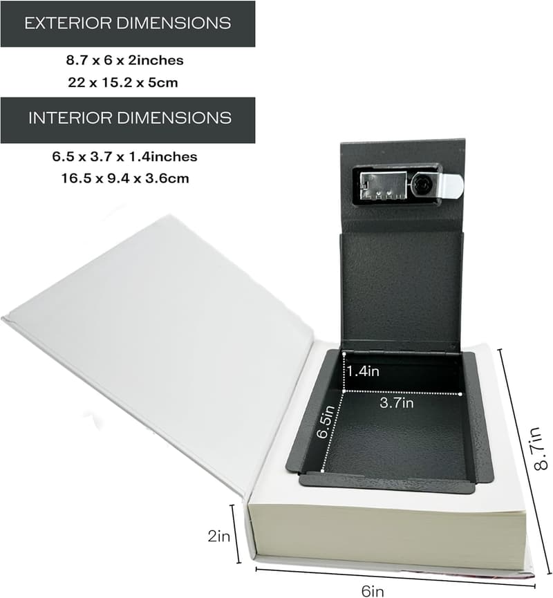 Real Paper Diversion Safe Book with Combo Lock