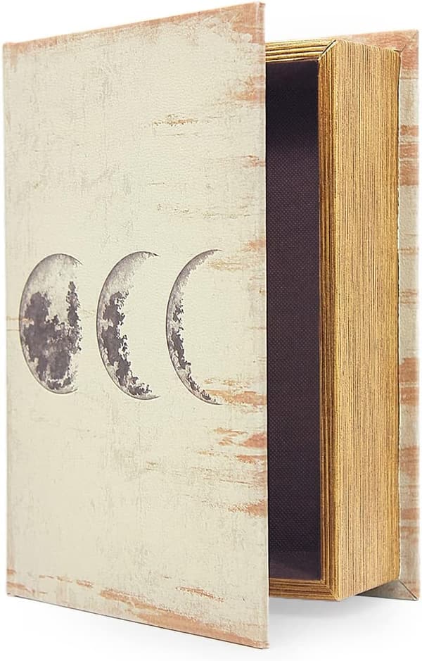 Faux Wood Decorative Book Box with Magnetic Cover Storage