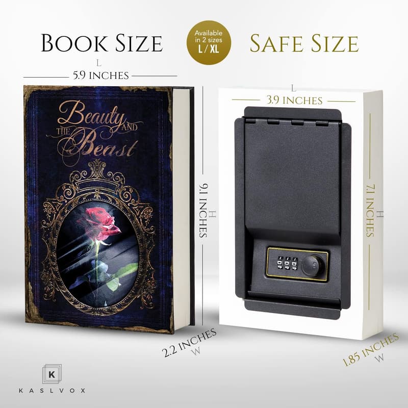 Hidden Safe Book Box with Combination Lock - Beauty & Beast Design