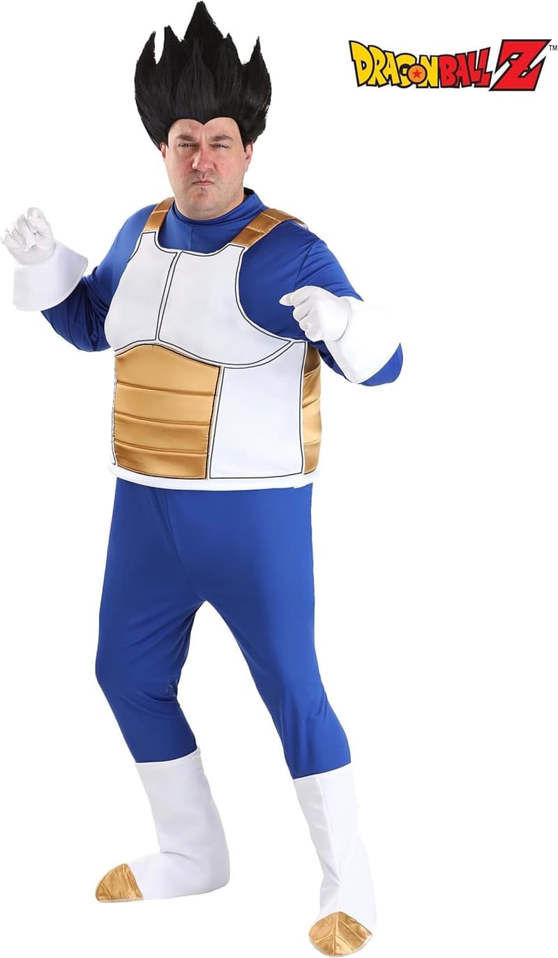 Vegeta Costume for Men | Plus Size Jumpsuit with Vest