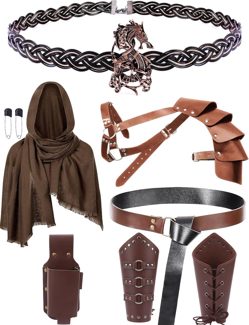 Medieval Viking Costume Set with Armor & Dragon Crown