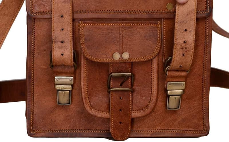 Brown Leather Crossbody Tablet Bag for Men and Women
