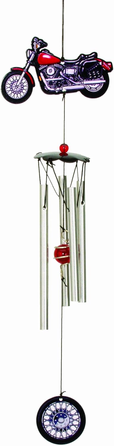 Blue Motorcycle Metal Wind Chime - Outdoor Garden Décor