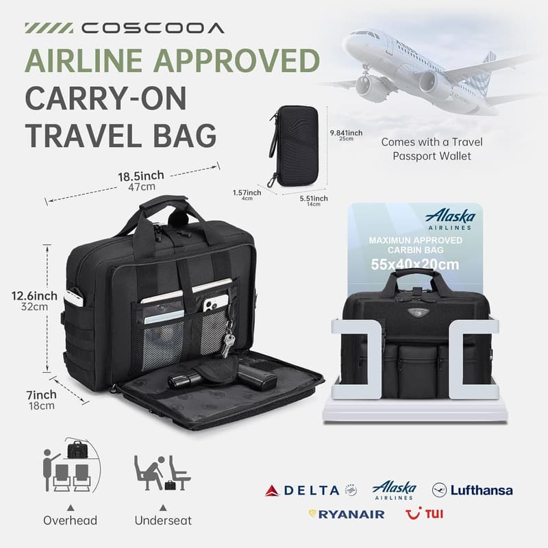 Tactical Laptop Bag for Pilots - 15.6/17.3 Inch Messenger Briefcase