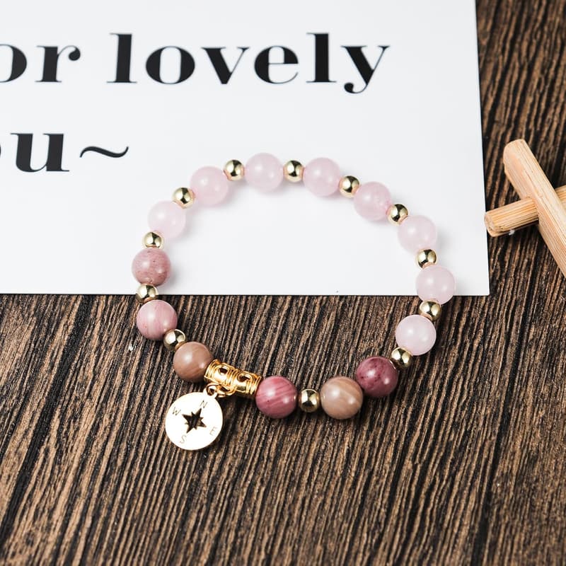 Farewell Gift: Colorful Natural Stone Compass Bracelet