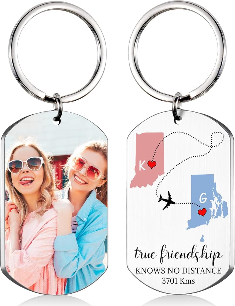 Personalized Long Distance Friendship Keychain for Best Friends
