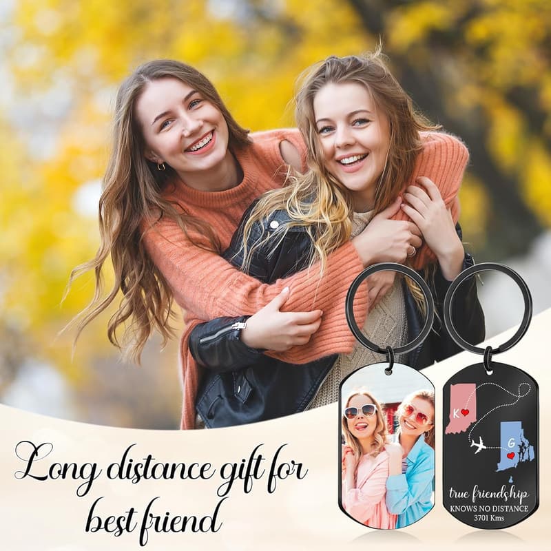 Personalized Long Distance Friendship Keychain for Best Friends