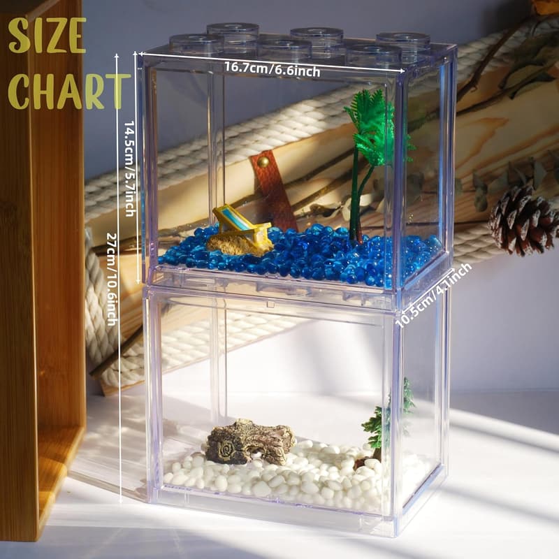 Mini Betta Fish Tank Kit with Gravel - 0.6 Gallon Aquarium (2 Pack)