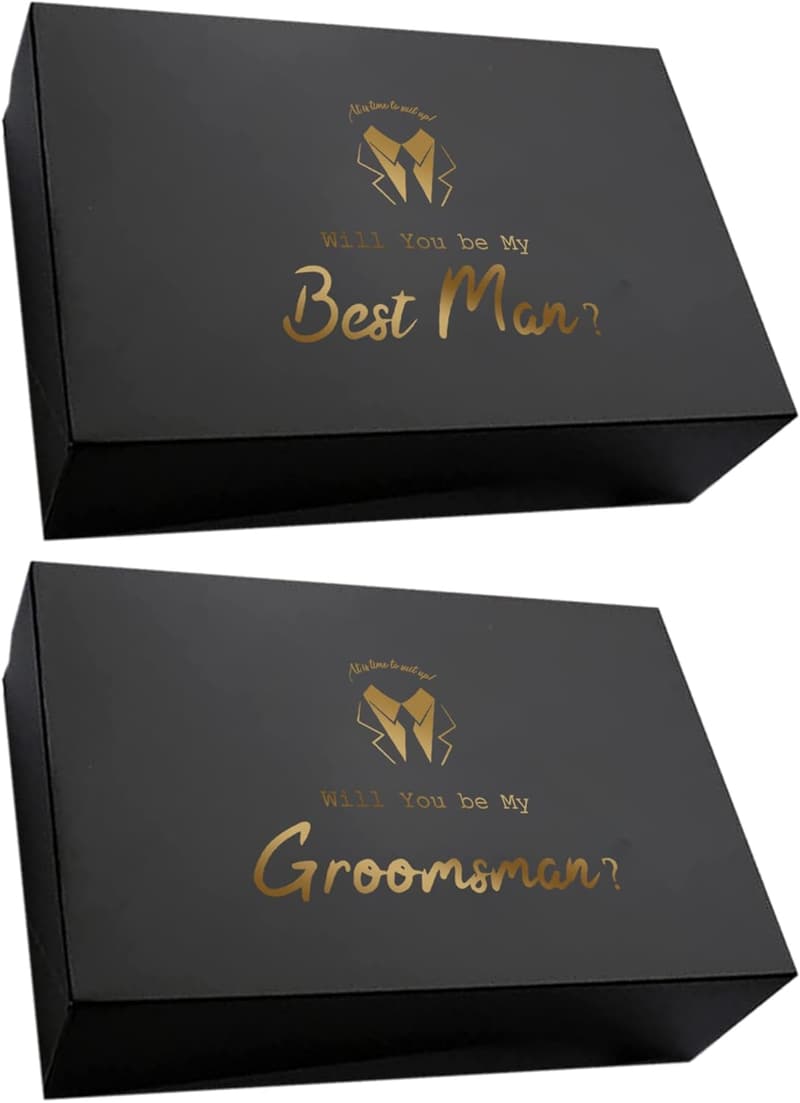 Groomsmen Proposal Gift Box Set - 8 Pieces, Black Letter Print