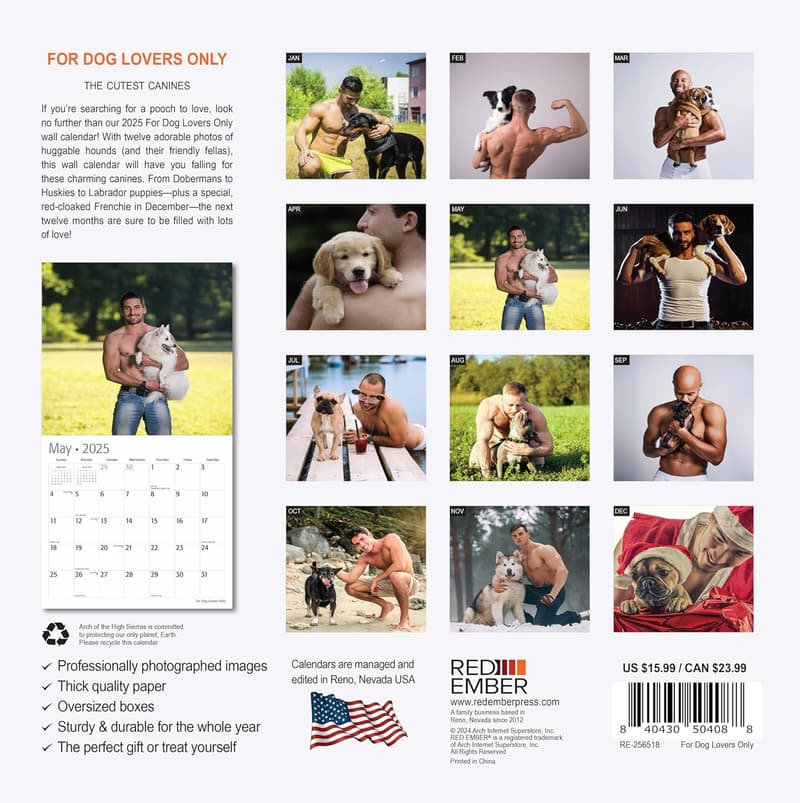 2025 Funny Dog Lovers Wall Calendar - 12
