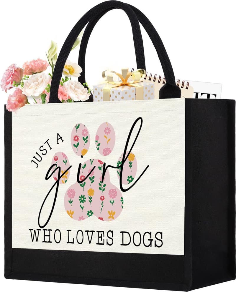 Cute Dog Lover Canvas Tote Bag - Perfect Gift for Dog Lovers