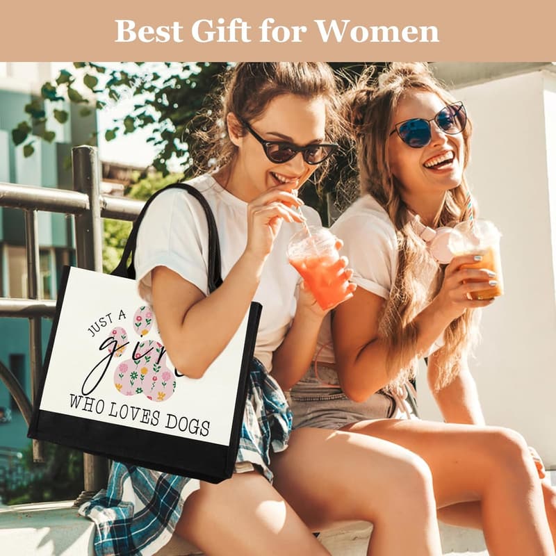 Cute Dog Lover Canvas Tote Bag - Perfect Gift for Dog Lovers