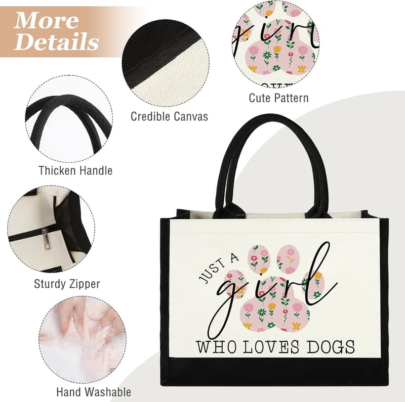 Cute Dog Lover Canvas Tote Bag - Perfect Gift for Dog Lovers