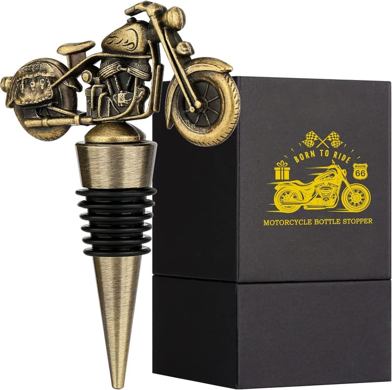 Vintage Bronze Motorcycle Wine Bottle Stopper for Bikers