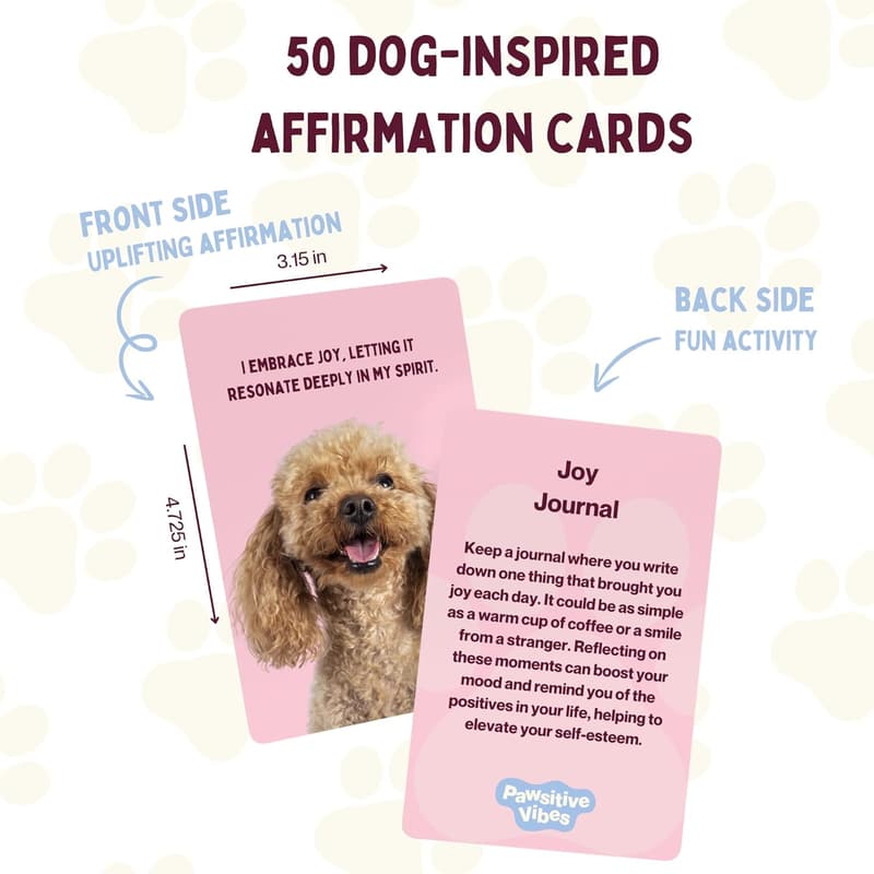 Dog Lovers Affirmation Cards - 50 Daily Positivity & Self-Care Tips