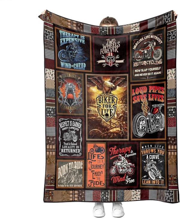 Cool Motorcycle Flannel Fleece Throw Blanket for Men & Women