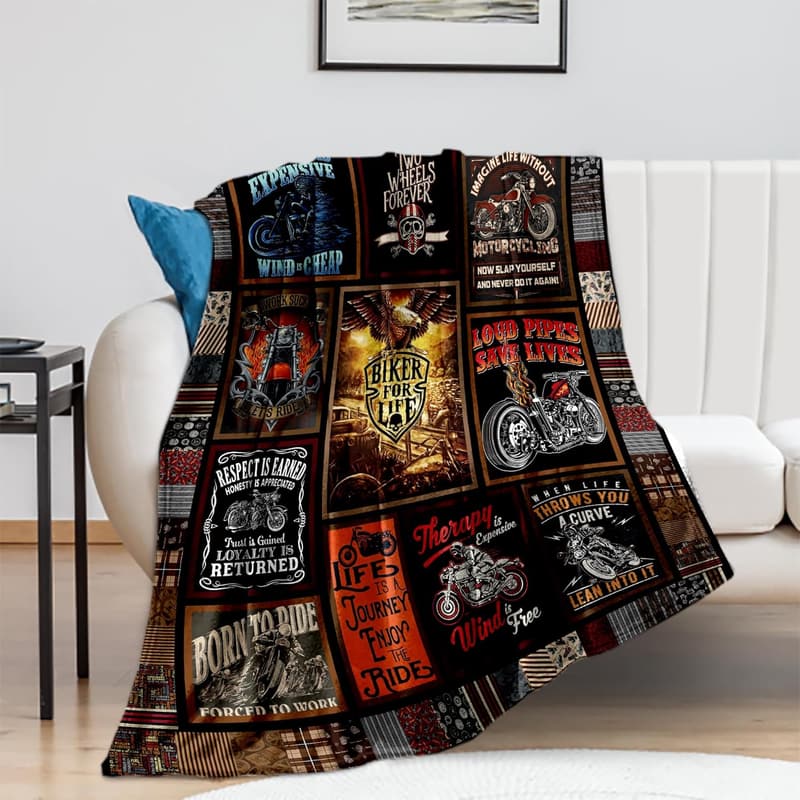 Cool Motorcycle Flannel Fleece Throw Blanket for Men & Women