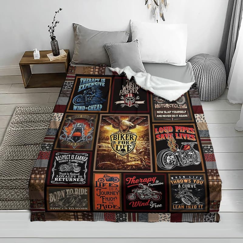 Cool Motorcycle Flannel Fleece Throw Blanket for Men & Women