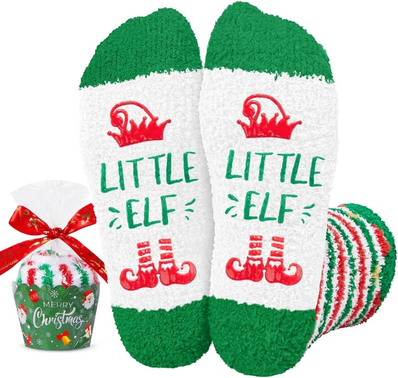 Fuzzy Cupcake Elf Socks - Stocking Stuffers for Women and Teens