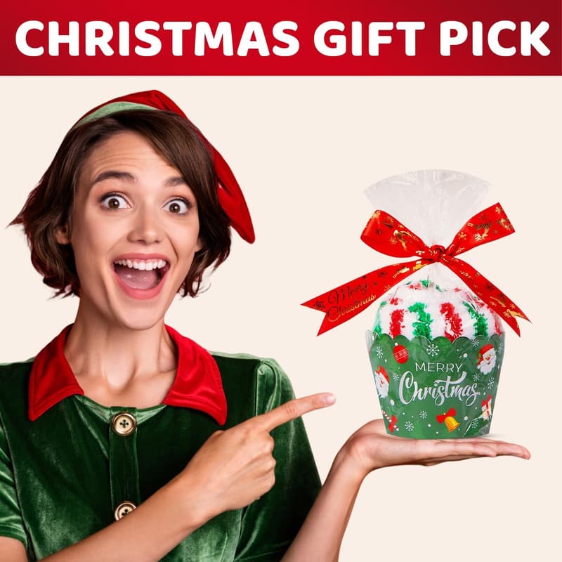 Fuzzy Cupcake Elf Socks - Stocking Stuffers for Women and Teens