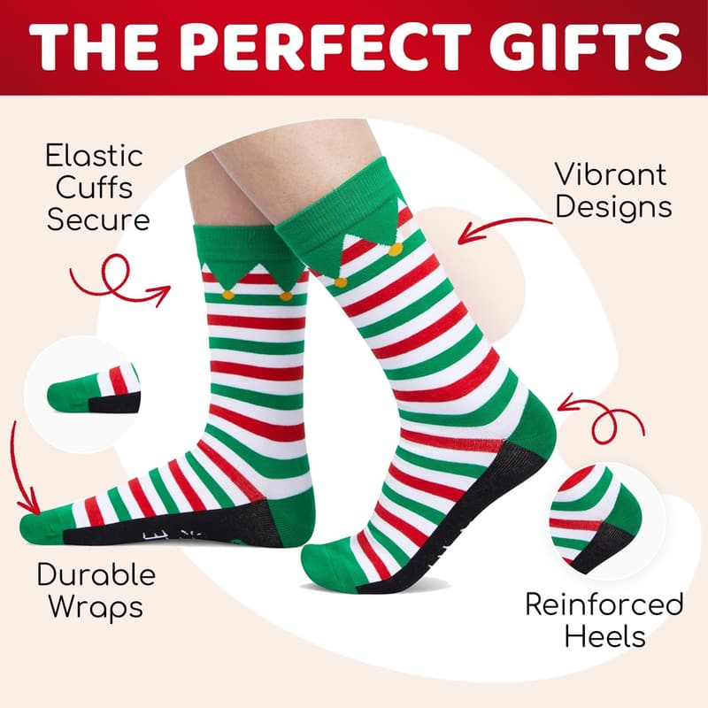 Christmas Elf Socks for Men and Women - Fun Stocking Stuffers