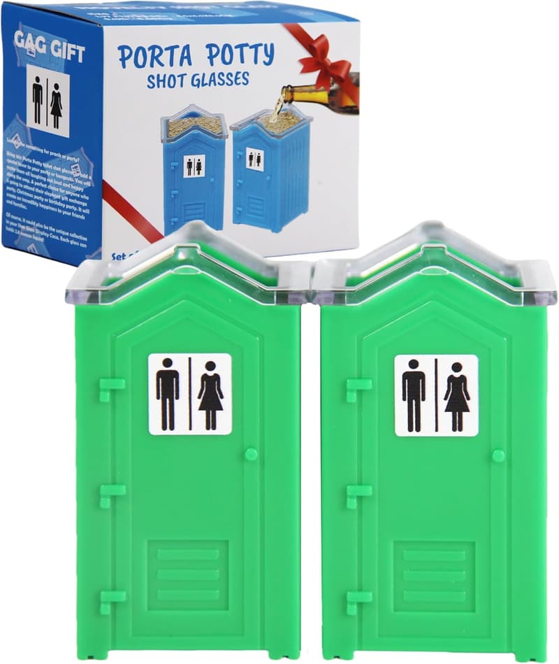 Funny Porta Potty Shot Glasses Set - Gag Gift for Men