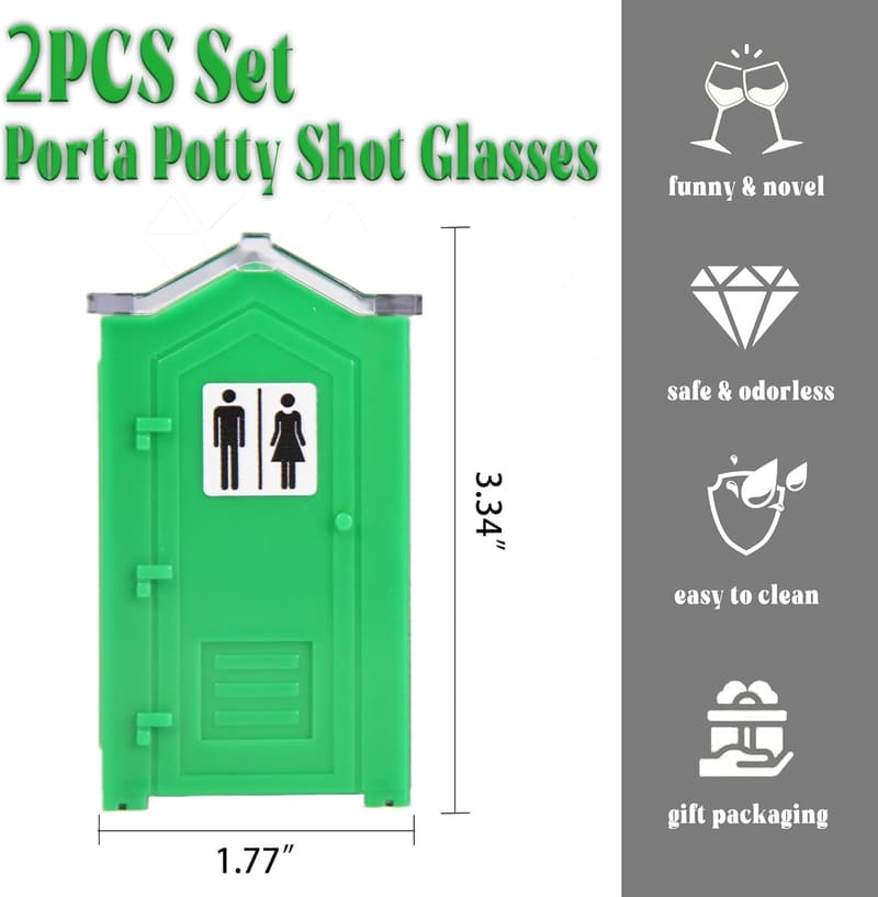 Funny Porta Potty Shot Glasses Set - Gag Gift for Men