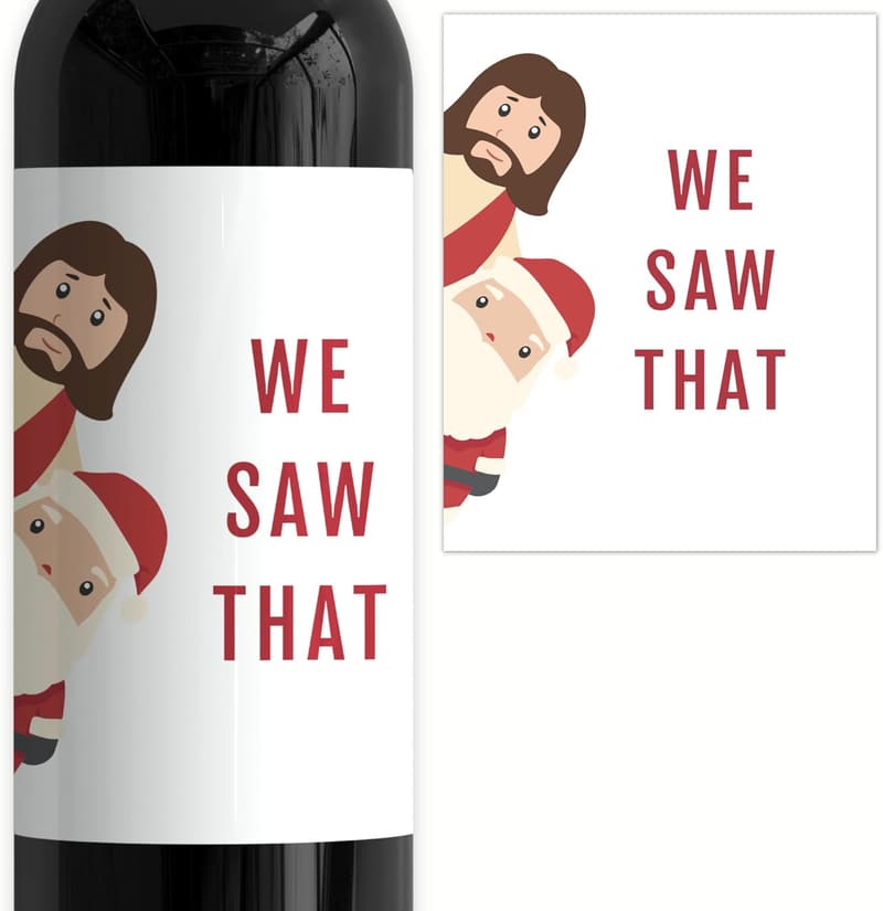 Funny Christmas Wine Bottle Labels Set of 4 for Adults