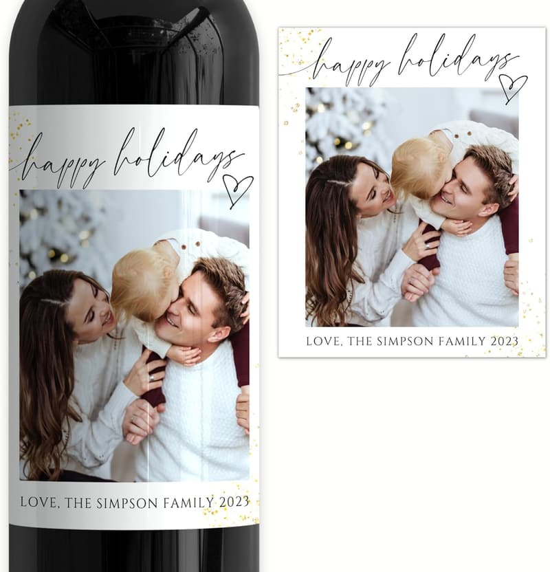 Personalized Christmas Wine Bottle Labels Set of 4