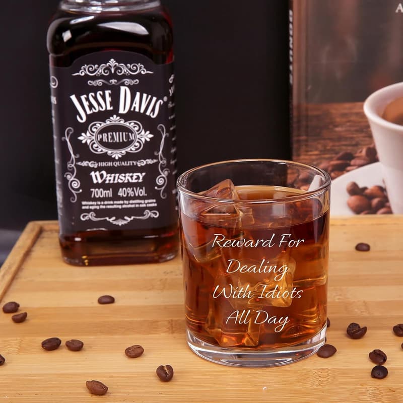 Funny Whiskey Glass for Coworkers - Boss's Day Gift