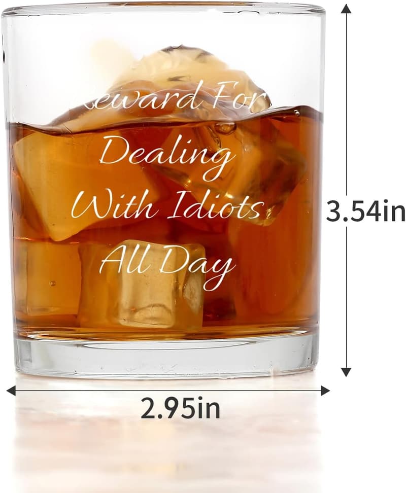 Funny Whiskey Glass for Coworkers - Boss's Day Gift