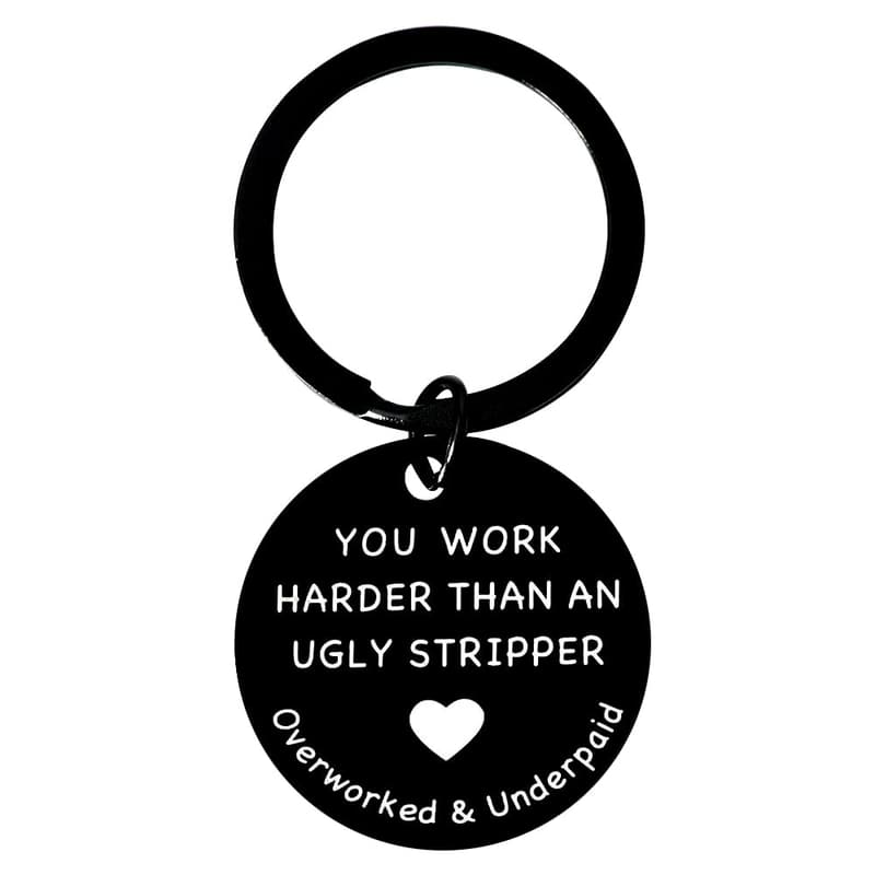 Employee Appreciation Engraved Black Keychain for Coworkers