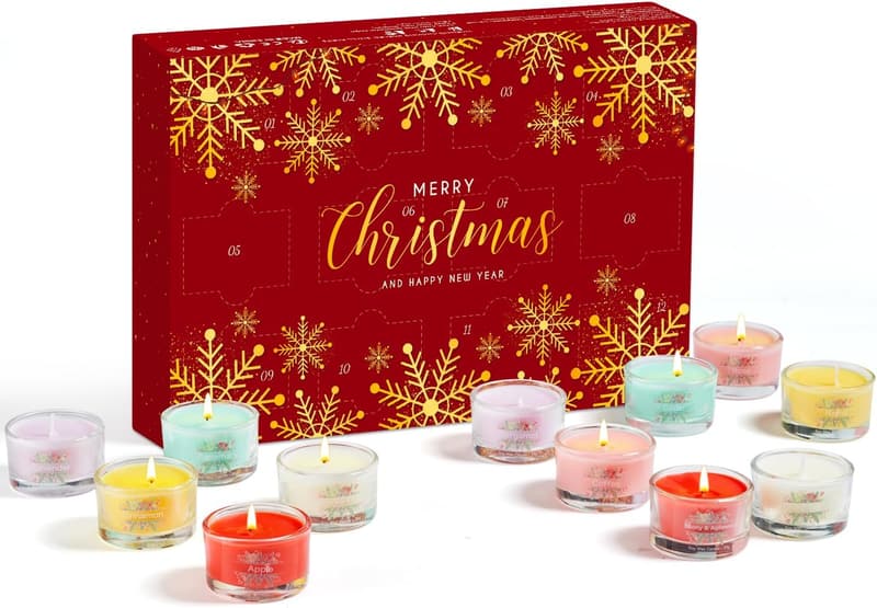 12 Mini Scented Soy Candles - Christmas Gift for Adults