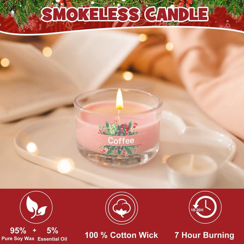 12 Mini Scented Soy Candles - Christmas Gift for Adults