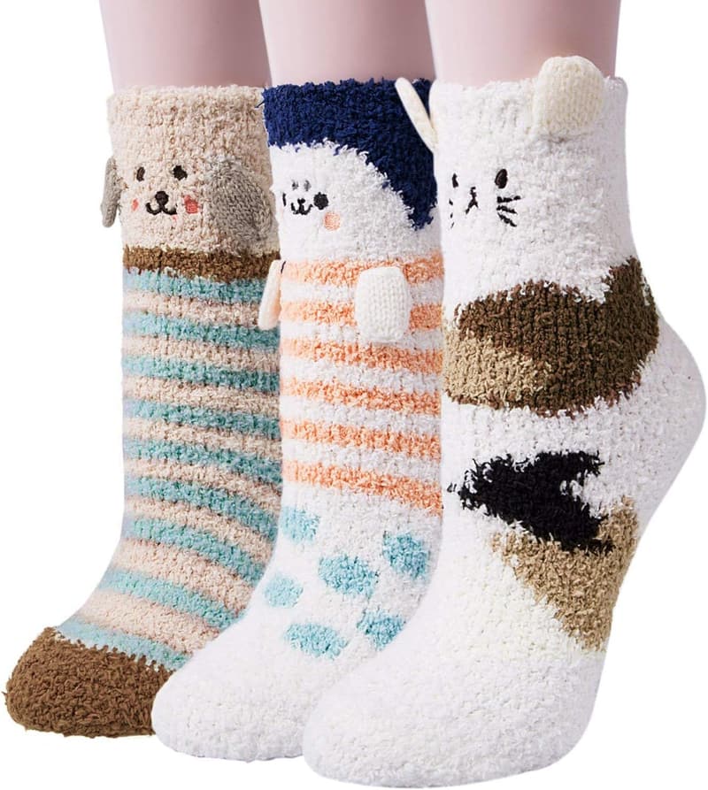Winter Warm Fluffy Animal Socks for Women (3 Pairs)