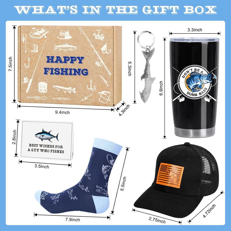Fishing Gifts for Him: Funny Birthday Socks & Hat Set