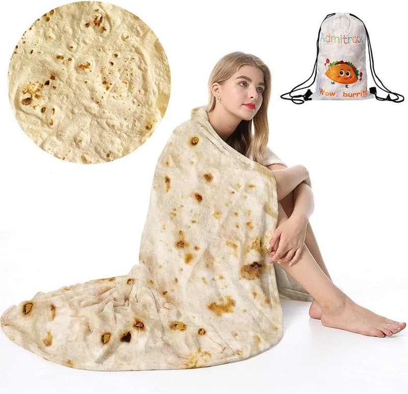 Burrito Round Throw Blanket for Adults - 80 Inches, Double-Sided