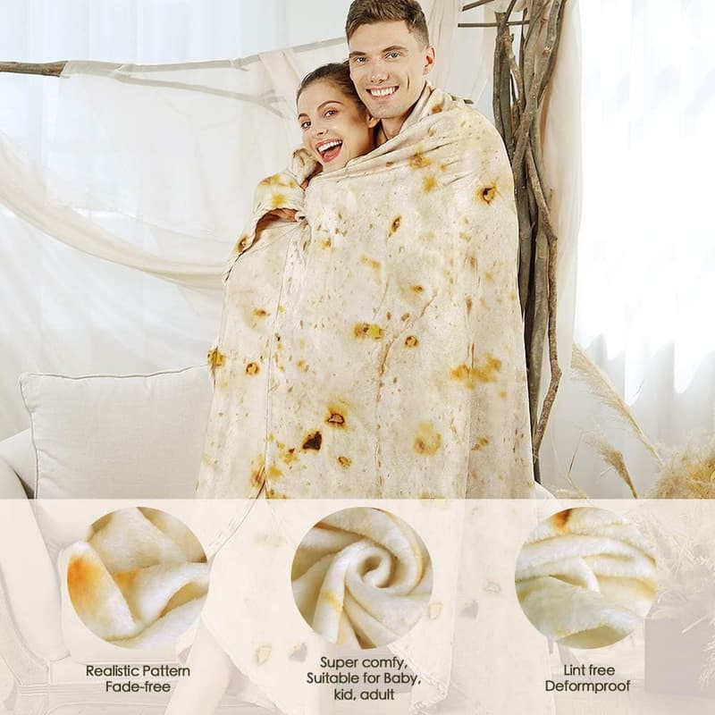 Burrito Round Throw Blanket for Adults - 80 Inches, Double-Sided