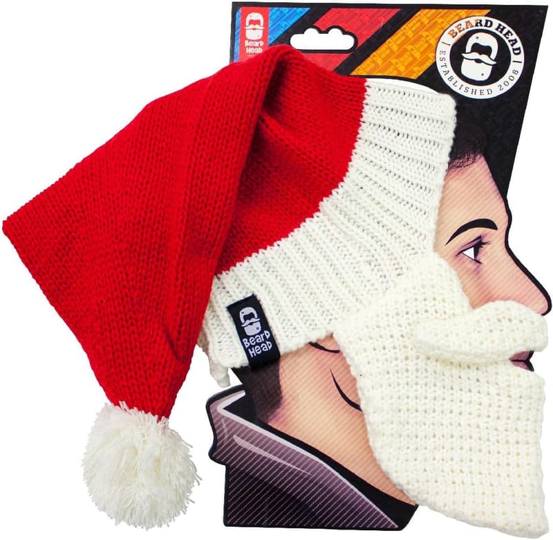 Handmade Knit Santa Beard Hat for Christmas