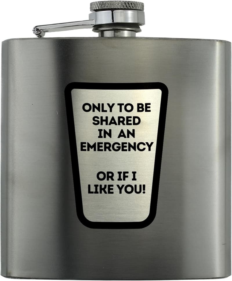 Funny Emergency Flask for Men - Stainless Steel Hip Flask