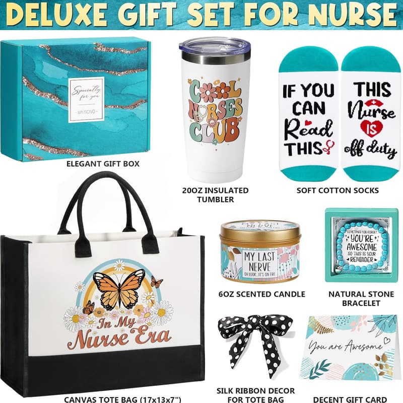 Nurses Day 2025 Gift Basket with Canvas Tote for Nurses